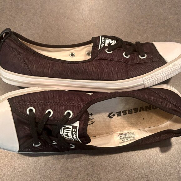 Converse Chuck Taylor All Star Ballet Lace 9.5 Low Top Black Women's Sneakers - Picture 1 of 7
